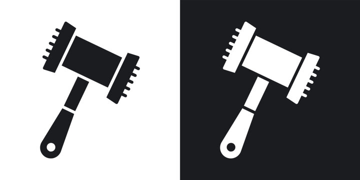 Meat tenderizer icons vectors in solid black and white style