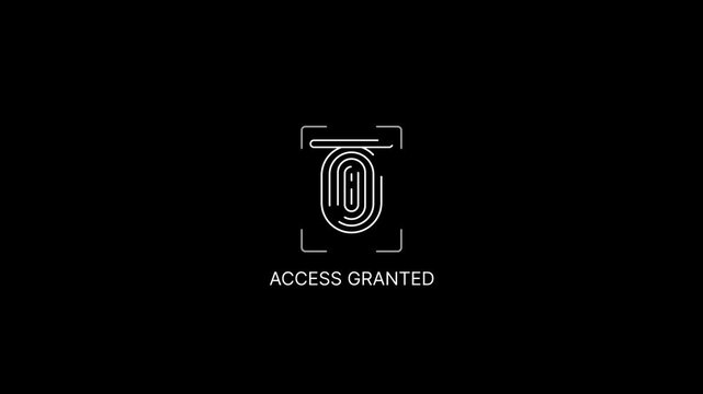 Access granted animation with lock and key on black background security