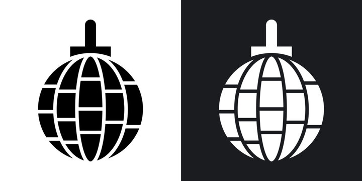 Mirror ball icons vectors in solid black and white style