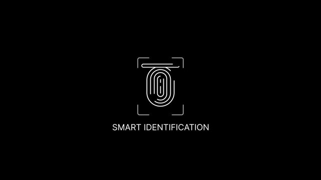 Smart identification concept with biometric fingerprint scanning on black background security