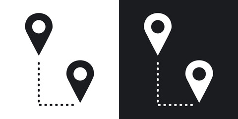 Path A to B icons vectors in solid black and white style © molla
