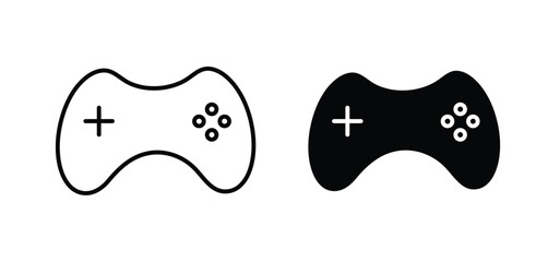 Gamepad icons pack vectors in black flat and strokes © tara
