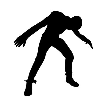 Cartoon zombie monster silhouette. Spooky and scary character. Isolated on white background.