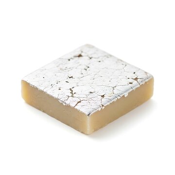 Kaju Katli piece on white background, Indian sweet dessert