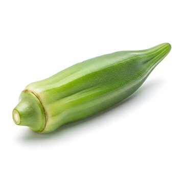 Fresh green okra on white background