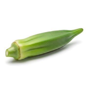 Fresh green okra on white background