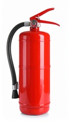 Fototapeta premium Bright Red Fire Extinguisher Isolated on White Background for Safety and Emergency Preparedness Concepts