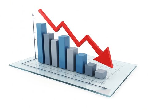 Visual representation of decreasing values and negative growth