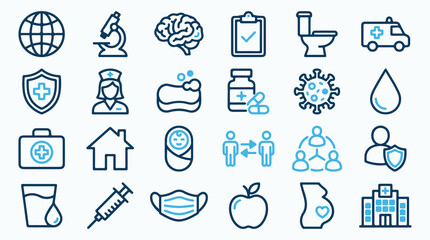 Fototapeta premium Medical and Healthcare Line Icons Set