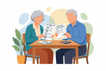 Fototapeta premium Senior Couple Planning Retirement Funds and Home Care Budget