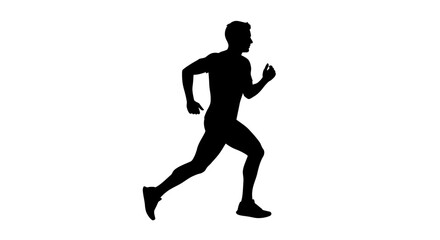 Obraz premium Silhouette Runner Sprinting Fast Against Background.