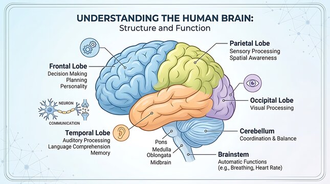 Understanding the human brain: structure and function with labeled diagram