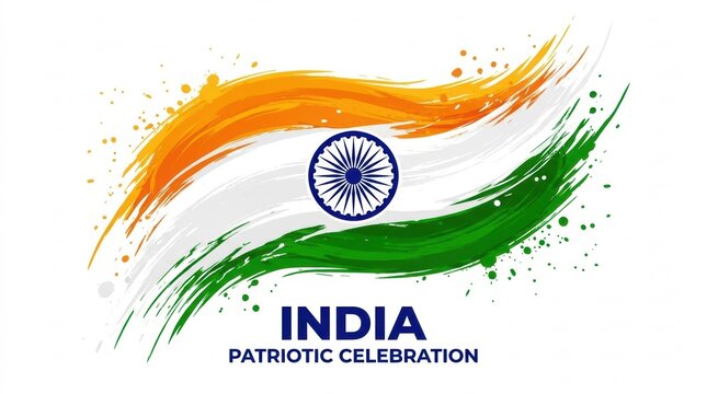 Indian flag wave design with ashoka chakra patriotic independence day graphic