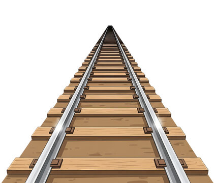 Railway tracks receding into the distance, perspective view