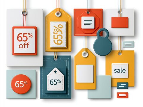 65% OFF Sale tag. 65% Discount Offer.
Discount Promotion. Big sale collection for
banners, labels, posters. Discount offer
price. Vector illustration. Special offer 65%
off label or price tag.