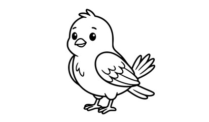 Fototapeta premium Black.Cute Bird Line Art Coloring Page Vector Illustration