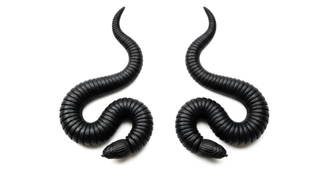 black coiled snake pair
