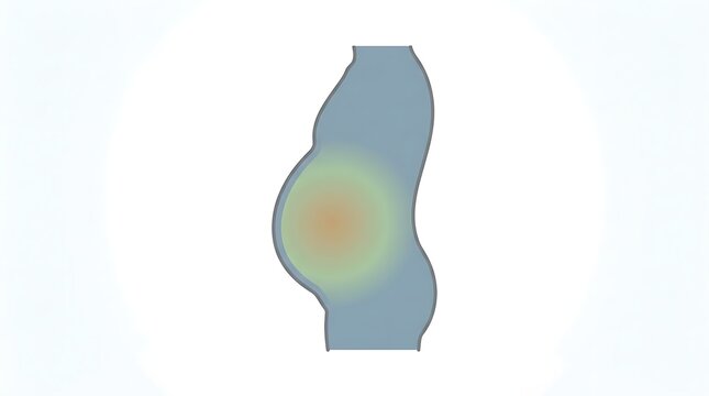 Silhouette of human torso showing abdominal bloating or pain