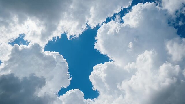 White Cumulus Clouds Moving Against Deep Blue Sky Video Storyboard