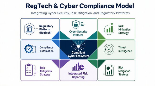 Regulatory Technology and Cybersecurity Risk Compliance Model Diagram Template for Corporate Governance