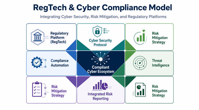 Regulatory Technology and Cybersecurity Risk Compliance Model Diagram Template for Corporate Governance
