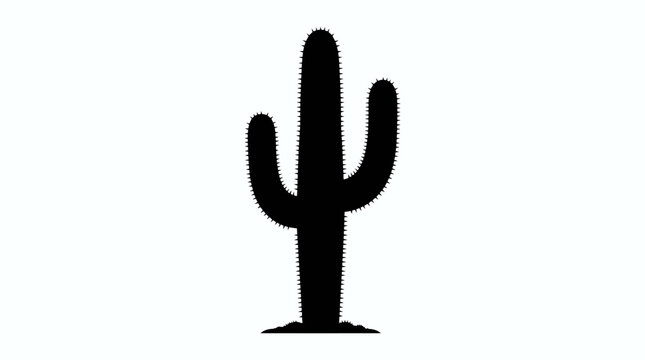 Black cactus icon, desert plant symbol, prickly pear silhouette, vector cactus isolated on White Background silhouette