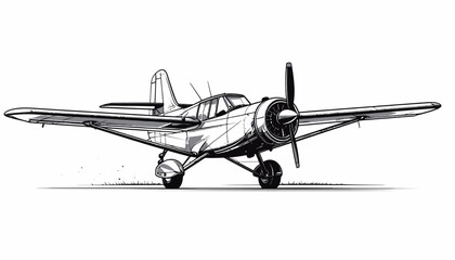 Vintage Military Airplane Aircraft Illustration. © daeng