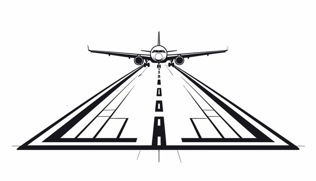 Airplane Taking Off on Runway Track.