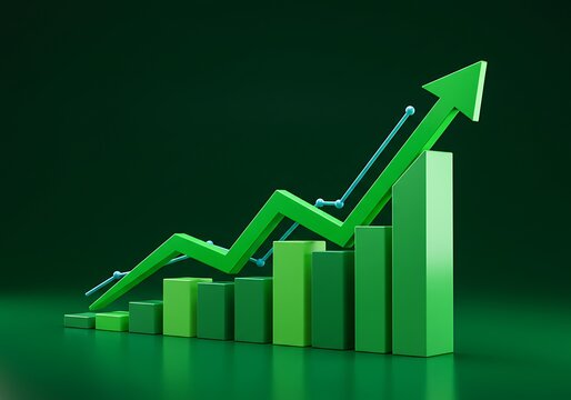 Green Growth: A 3D Render of Ascending Success