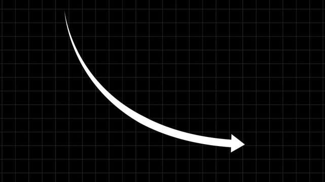 Downward Curved Arrow On Grid Background Stock Video For Business And Financial Presentations