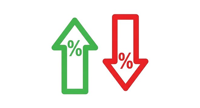 Green up arrow with percentage sign red down arrow with percentage sign