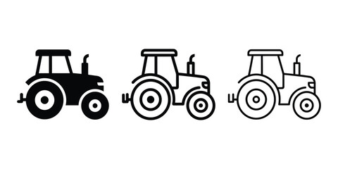 Farm tractor icon silhouette vector outline and line art © MD