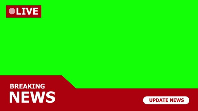 Breaking news live broadcast template with chroma key background ready for content. Breaking news broadcast animation. Live TV news template with dynamic headlines and newsroom graphics.
