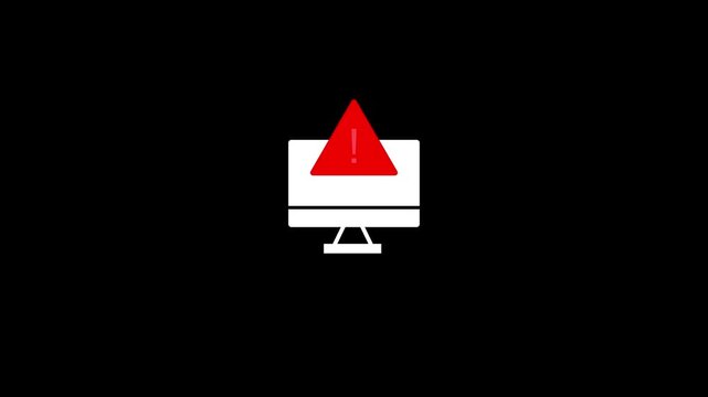 Computer warning alert red triangle exclamation point digital information failure concept. Computer warning alert point indicating system error and digital malfunction.