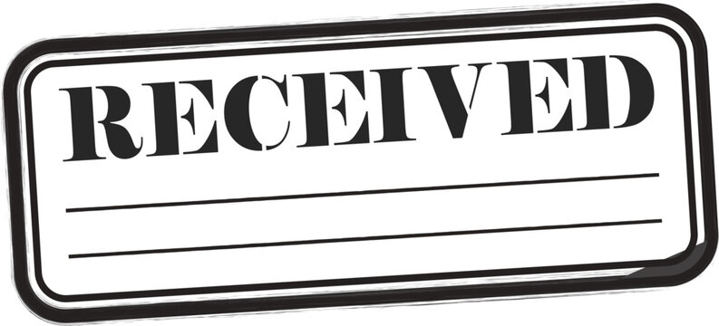 Black ink rubber stamp with the word received