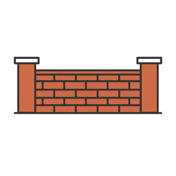 Flat illustration of a brick wall with pillars