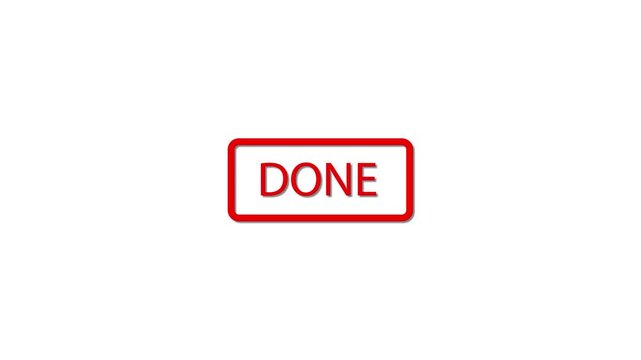 Red Done Button Animation Minimalist UI UX Design Element Digital Technology Success Alert Notification Loop. Red Done Stamp Animation Loop Clean Minimalist Graphic Design Element Perfect for Project