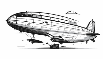 Vintage Blimp Airship Aircraft Design. © abang