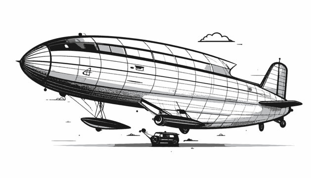 Vintage Blimp Airship Aircraft Design.