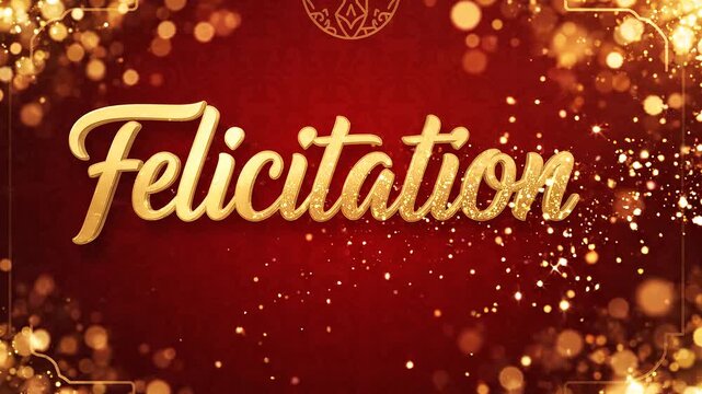 A festive felicitation ceremony takes place with gold decorations and confetti in a luxurious indoor setting with people.