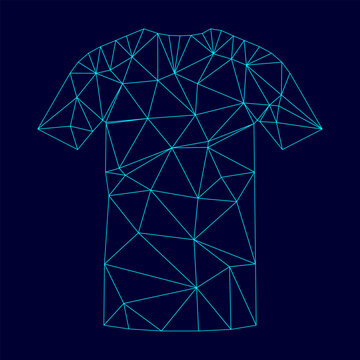 Shirt low poly triangulation triangulated polygonal electric cyan blue vibrant aqua neon color vector illustration image outline contour line