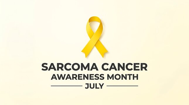 Sarcoma cancer awareness month july banner with yellow ribbon symbol, awareness