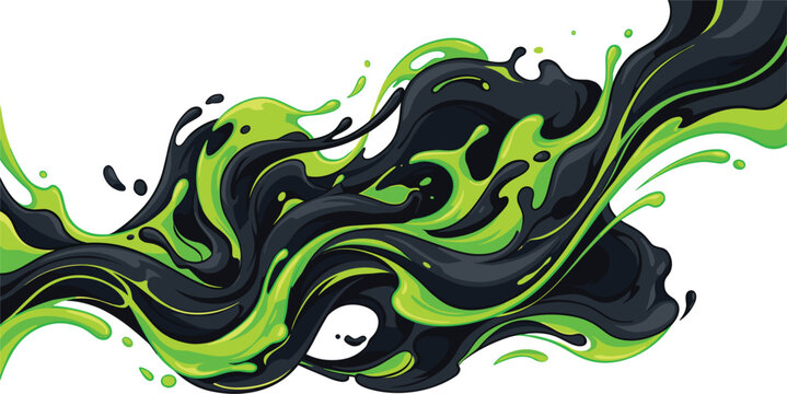 Abstract dynamic black and neon green liquid splash wave vector illustration car wrap livery designAbstract dynamic black and neon green liquid splash wave vector illustration car wrap livery design