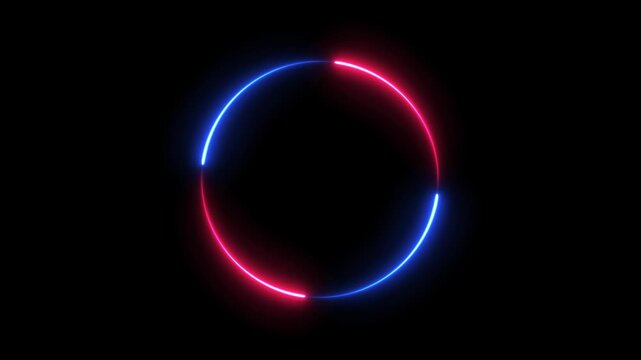 Glowing Blue Neon Eclipse Ring 4k animation video with alpha channel, Radiant Energy Circle on Dark Space Background Abstract Futuristic Light Design