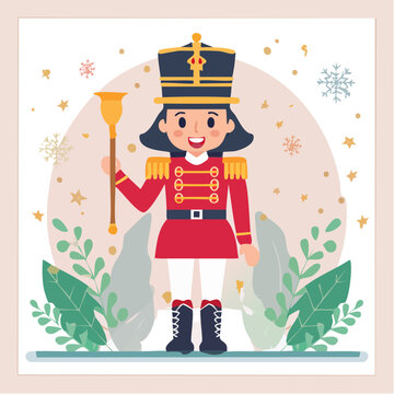 Flat illustration of a nutcracker soldier in uniform