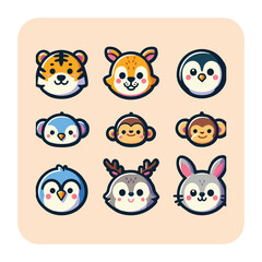 Fototapeta premium Cute Cartoon Animals Illustration, Sweet Character Design for Kids