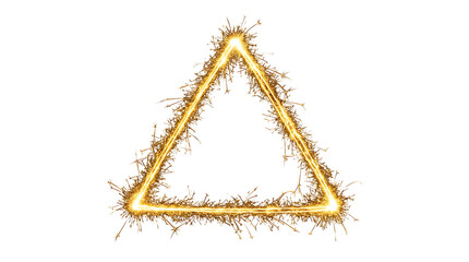 Obraz premium Glowing Triangle Shape Made of Bright Sparkling Firework Light Isolated on White