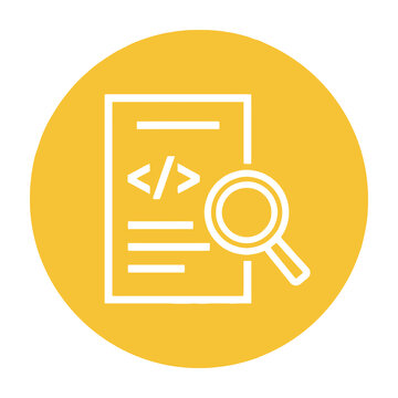 Magnifying glass on coding document icon