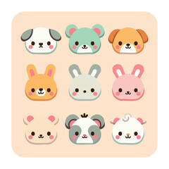 Fototapeta premium Cute Cartoon Animals Illustration, Sweet Character Design for Kids