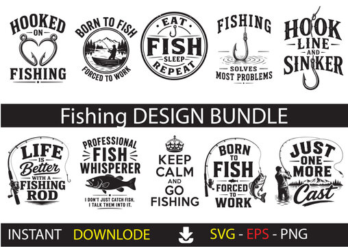 Fishing Design Bundle &ndash; Fisherman, Fishing Rod, Bass Fishing and Outdoor Adventure SVG Collection